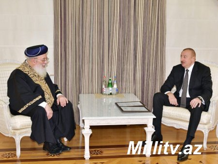 Prezident İlham Əliyev Qüds Sefardi ortodoks baş ravvinini qəbul edib - FOTO
