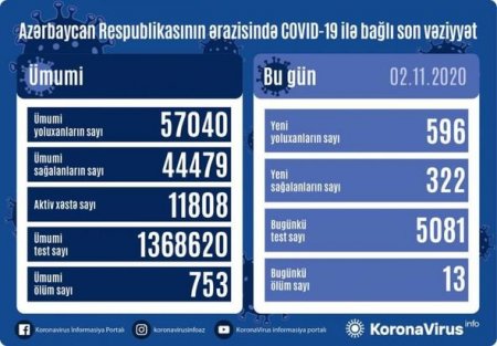 Azərbaycanda daha 13 nəfər koronavirusdan öldü: 596 yeni yoluxma - FOTO