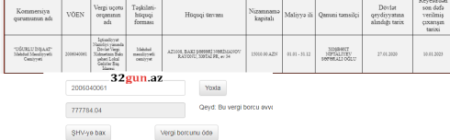 Külli miqdarda vergi borcu olan şirkət Sumqayıt şəhər İcra Hakimiyyətinin də tenderinin qalibi seçilibmiş – 777 min manatı ötdü