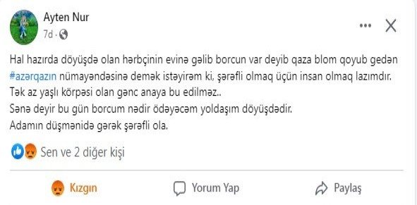 `Azəriqaz` bunu da etdi: Savaşda olan DÖYÜŞÇÜNÜN QAZINI KƏSDİLƏR... - BU NƏDİ BELƏ?