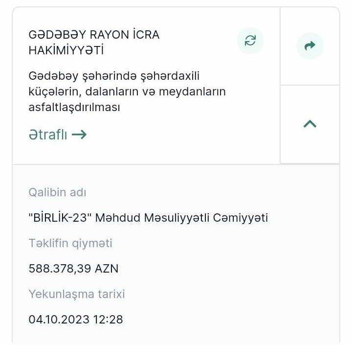 İcra Hakimiyyətinin yarım milyonluq tenderində maxinasiya - Dövlət Xidməti hərəkətə keçdi